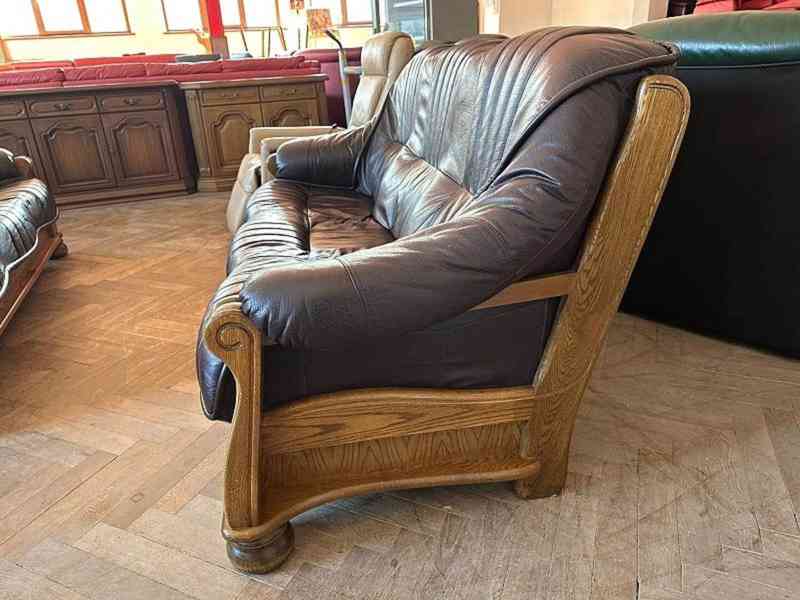  295 Kožený rustikální trojsedák masiv  - foto 2