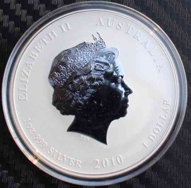1 OZ Year of the Tiger 2010 kolorovaná stříbrná mince - foto 2