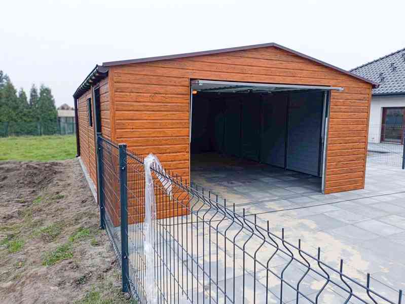 Plechova garáž 6x6m - výklopná vrata - dveře - 2x okno TS896 - foto 4