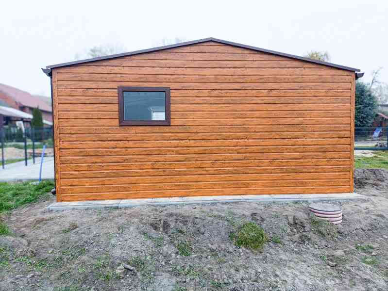Plechova garáž 6x6m - výklopná vrata - dveře - 2x okno TS896 - foto 5