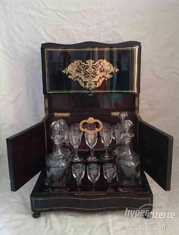 Likérová súprava, Boulle,19.stor. Nap.III. minibar - foto 2