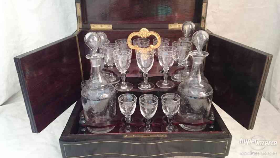 Likérová súprava, Boulle,19.stor. Nap.III. minibar - foto 3