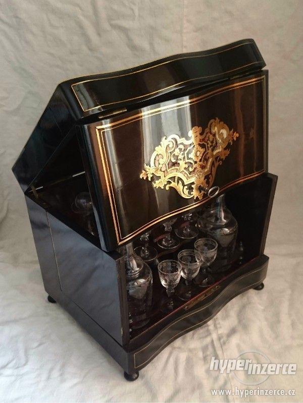 Likérová súprava, Boulle,19.stor. Nap.III. minibar - foto 7