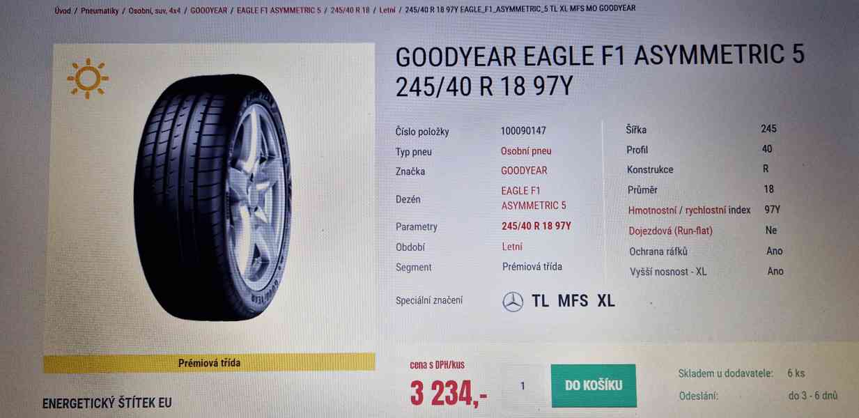 Goodyear EAGLE F1 245/40/18 97Y XL- 6,5-7 - foto 7