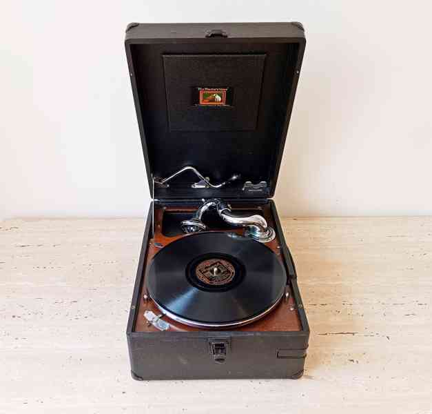 Starožitný gramofon na kliku His Master’s Voice, rok 1931   - foto 2