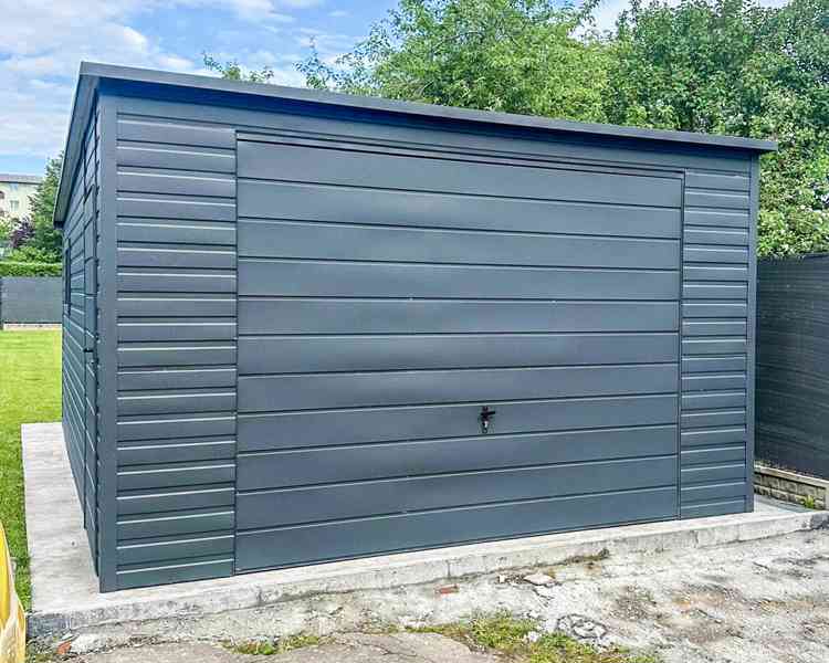 Plechova garáž 4x6m -  výklopná vrata -  dveře - Okno TS698 - foto 4