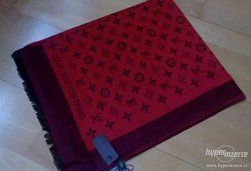 Červený šál / šátek LV Louis Vuitton - foto 1