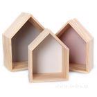 3ks dřevěné poličky ve tvaru domečku - foto 1