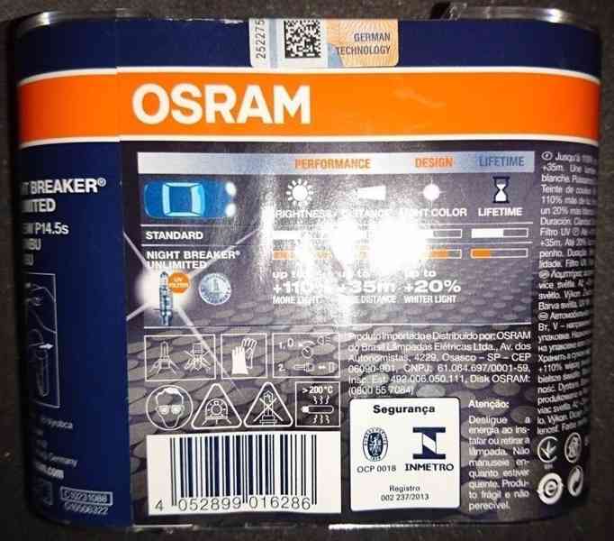 Nové OSRAM H1 12V 55W NIGHT BREAKER blistr - 2ks - foto 2