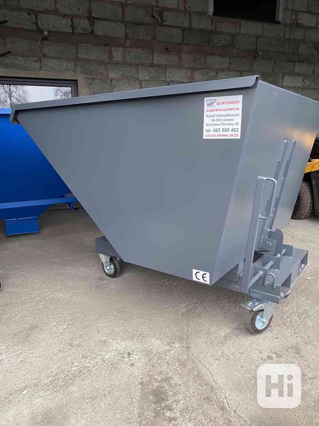 Odpadkový kontejner, kolébka, násypka, 1 m3 kontejner - foto 1