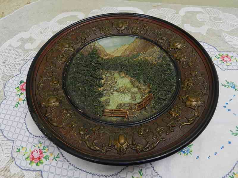 Obří secesní Talíř Vodopád Kolbacher Wasserfall J. Mareš  - foto 2