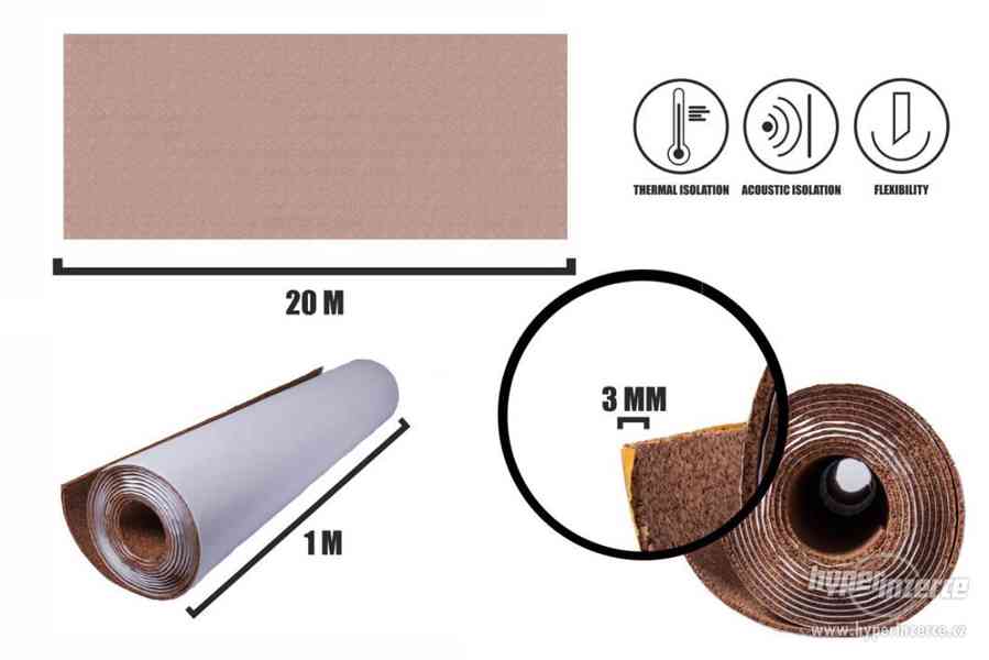 Samolepící korek role 3mm (20m) - foto 4