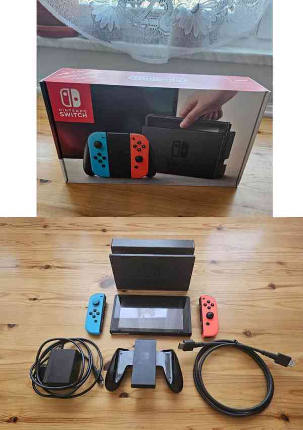 Konzole Nintendo Switch, červená/modrá.  Jako nová. - foto 2