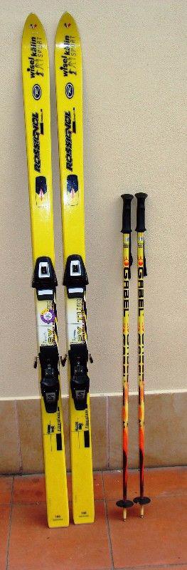 Žluté lyže Rossignol velikost 168cm + žluté hůlky 110cm - foto 2