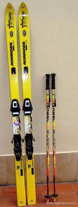 Žluté lyže Rossignol velikost 168cm + žluté hůlky 110cm - foto 3