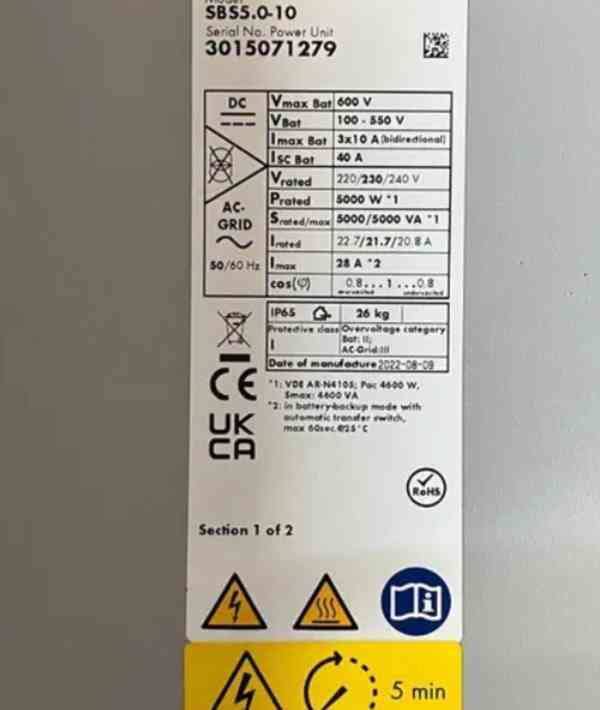 Inverter SMA Sunny Boy Storage 5.0 SB - foto 3