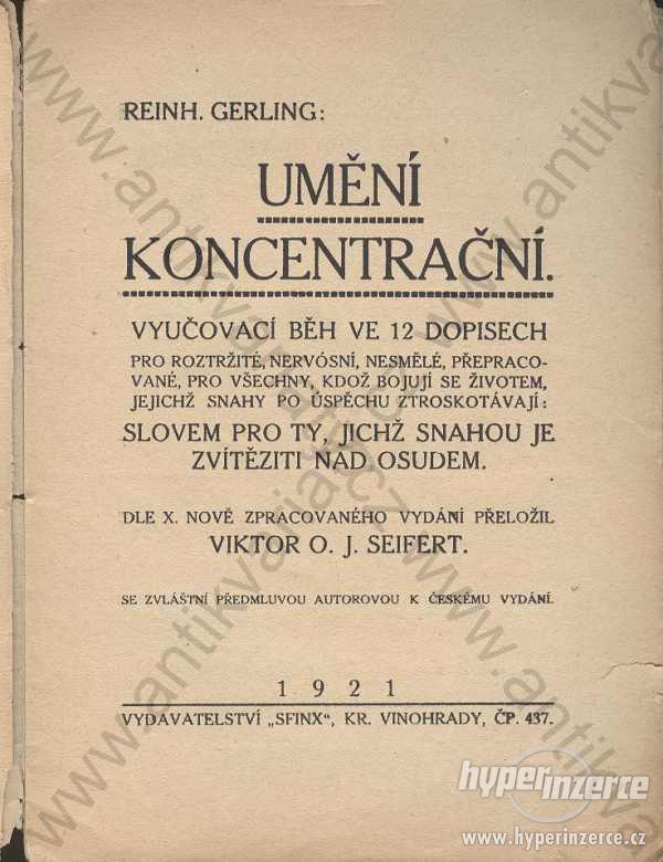 Umění koncentrační Reinh. Gerling 1921 - foto 1