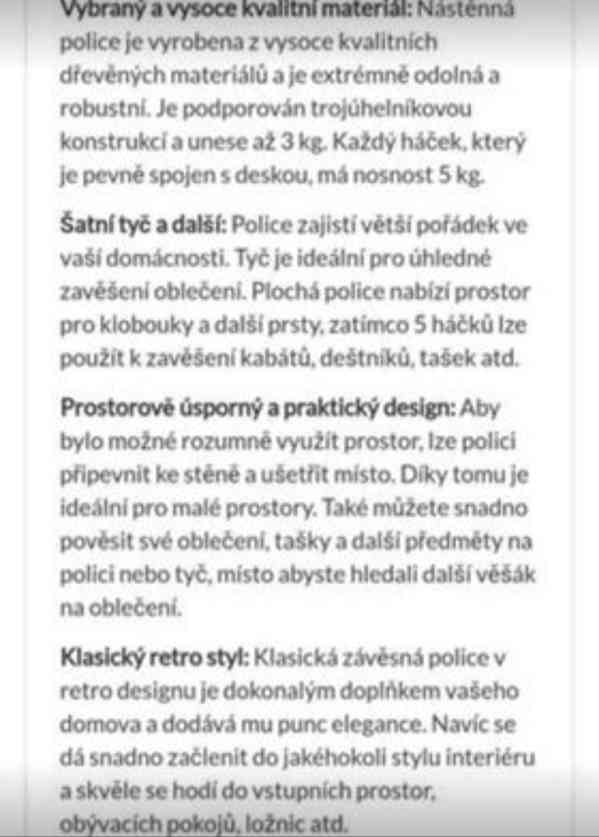 Prodám nový nástěnný věšák s policí  - foto 2