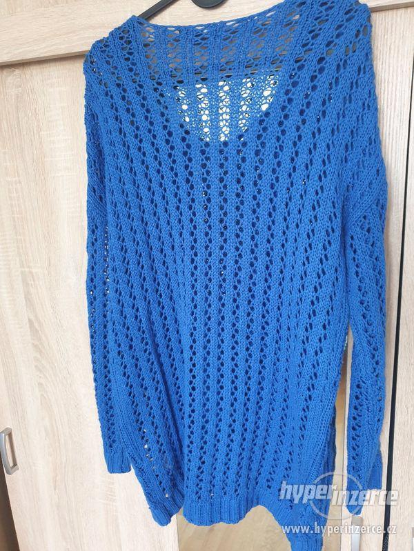 Modrý pletený svetr, vel. 36-42 - foto 3