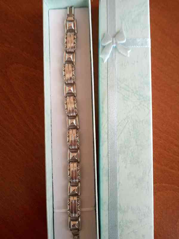 Stříbrný článkový náramek Art Deco - foto 6