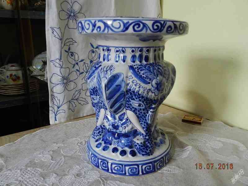 Starý malovaný porcelánový Stojan Podstavec Sokl - foto 3