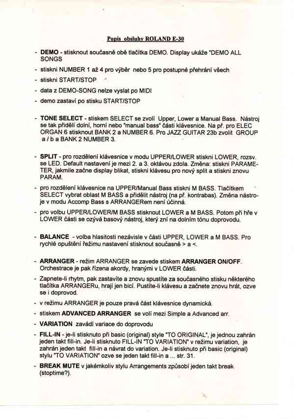 Klávesy - syntezátor Roland E-30 - foto 6