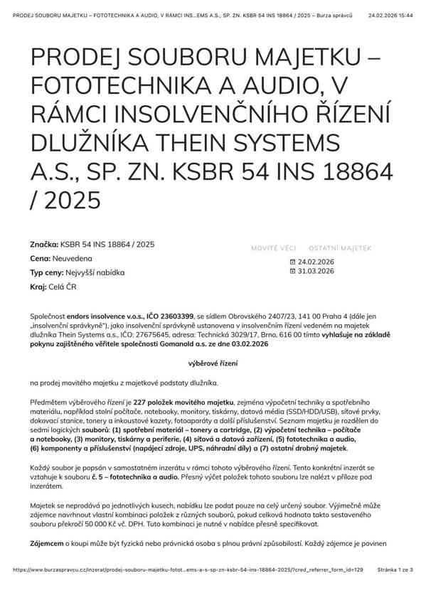 PRODEJ SOUBORU MAJETKU – FOTOTECHNIKA A AUDIO - foto 2