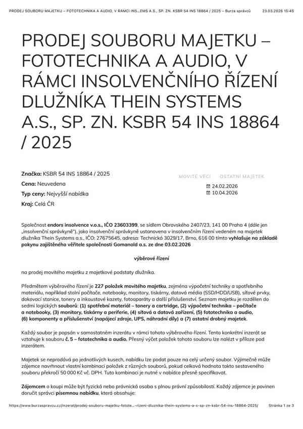 PRODEJ SOUBORU MAJETKU – FOTOTECHNIKA A AUDIO - foto 2