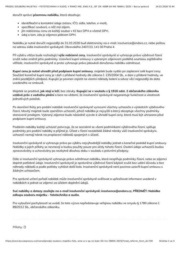 PRODEJ SOUBORU MAJETKU – FOTOTECHNIKA A AUDIO - foto 3