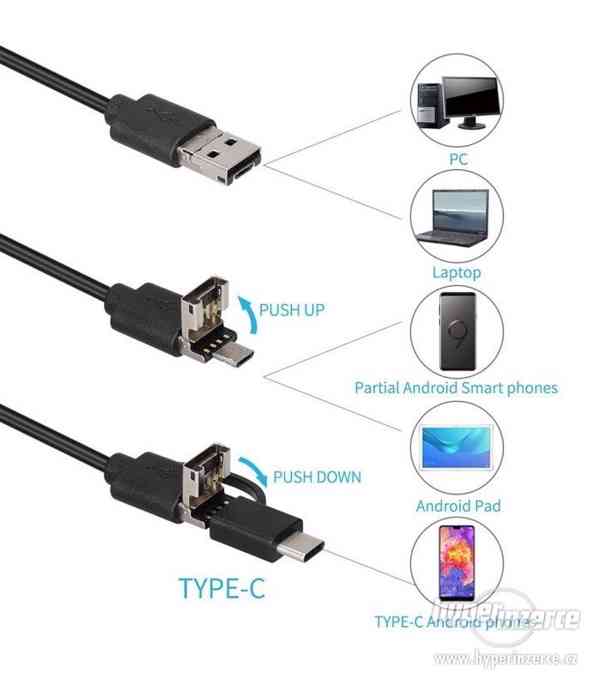 Mini USB voděodolná inspekční endoskopická kamera 7 mm-6 LED - foto 4