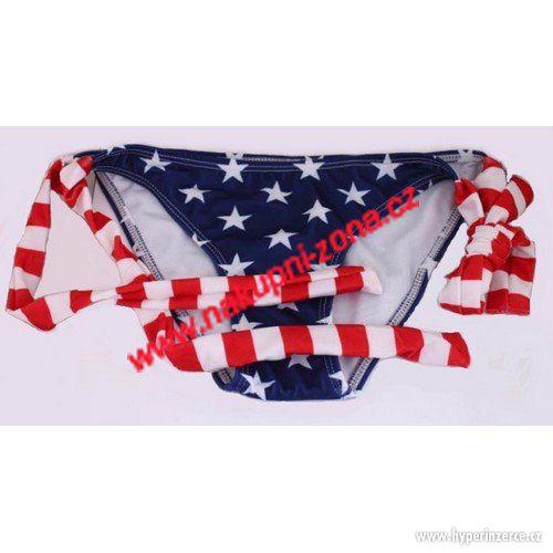 Dámské dvoudílné plavky - vzor americká vlajka - ZAVAZOVACÍ - foto 5
