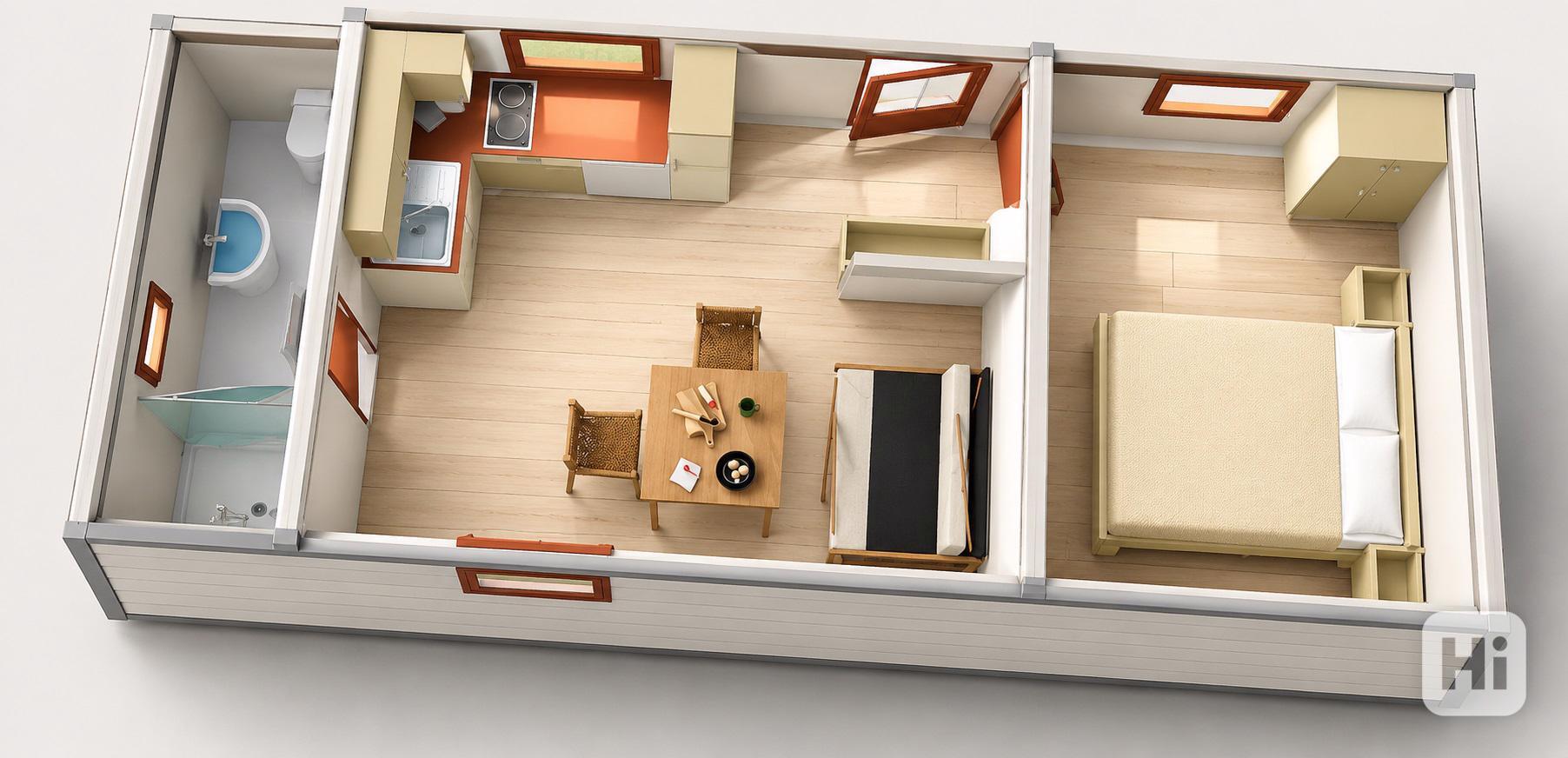 Mobilní celoroční domek 8×3,6 m na klíč - foto 1