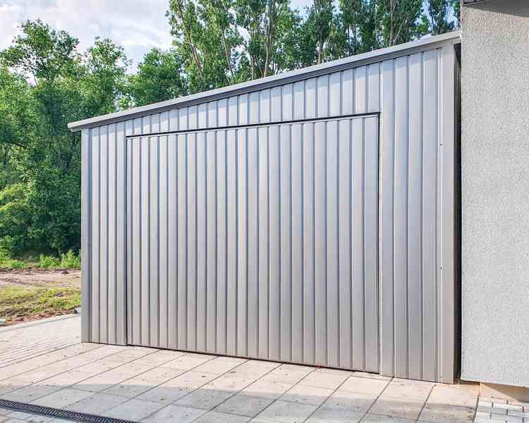 Plechova garáž 4,5x9m -  výklopná vrata dveře hliník TS705 - foto 3