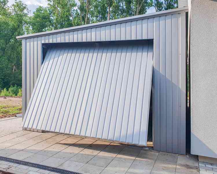 Plechova garáž 4,5x9m -  výklopná vrata dveře hliník TS705 - foto 2