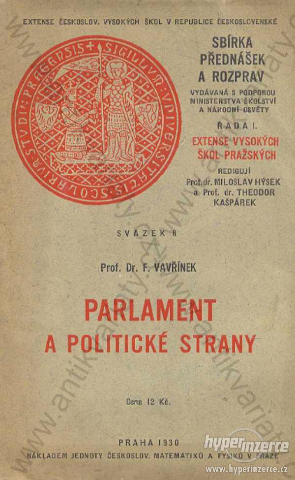 Parlament a politické strany F. Vavřínek 1930 - foto 1