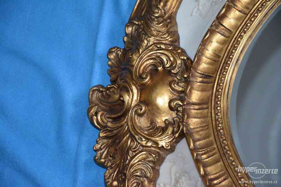 Zámecké zrcadlo - Velké, masivní se zdobením z alabastru - foto 6