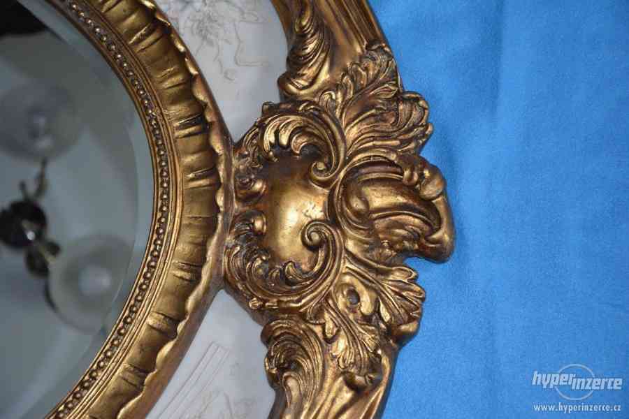Zámecké zrcadlo - Velké, masivní se zdobením z alabastru - foto 7