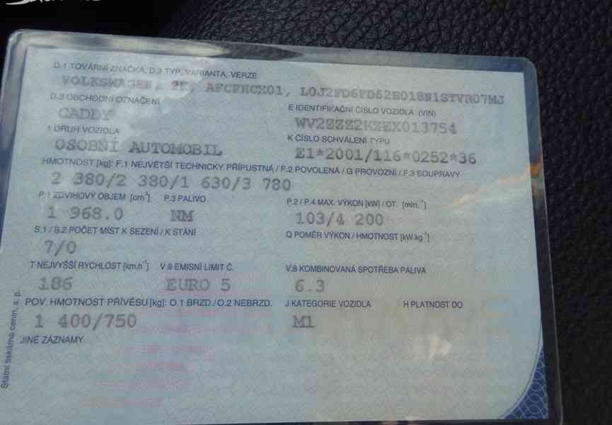 VW Caddy 2.0 TDI Life r.v.2013 (103 kw) 7 Míst Automat - foto 20