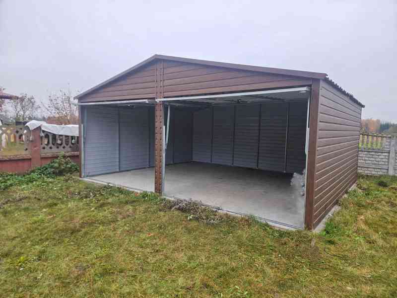 Plechova garáž 6x5,8m - 2x  výklopná vrata -  TS873 - foto 2