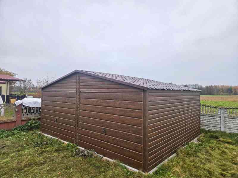 Plechova garáž 6x5,8m - 2x  výklopná vrata -  TS873 - foto 3