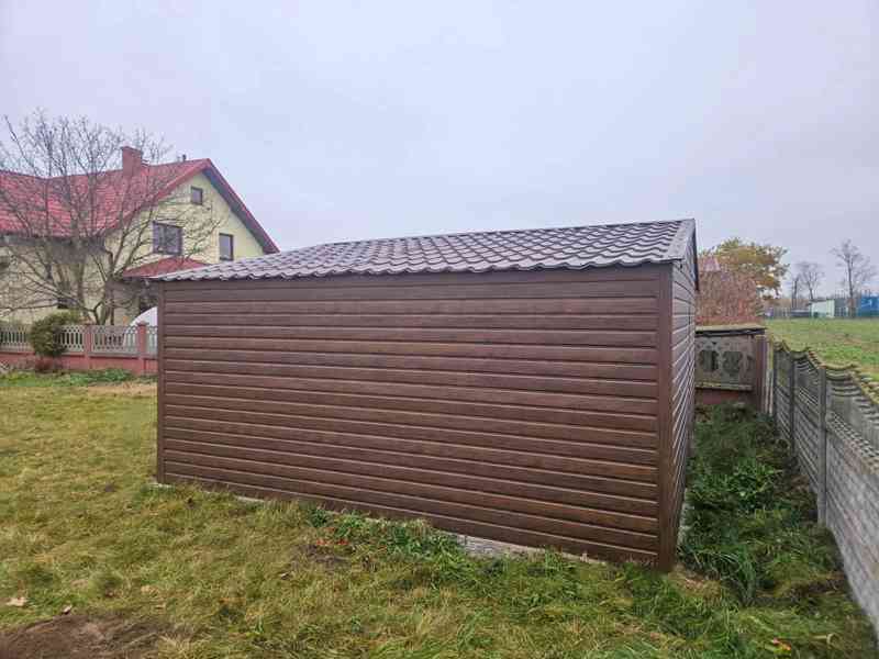 Plechova garáž 6x5,8m - 2x  výklopná vrata -  TS873 - foto 4