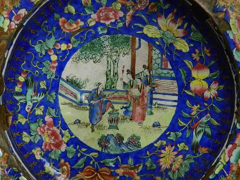 Krásný velmi starý mosazný orientální Talíř Cloisonne Smalt - foto 3