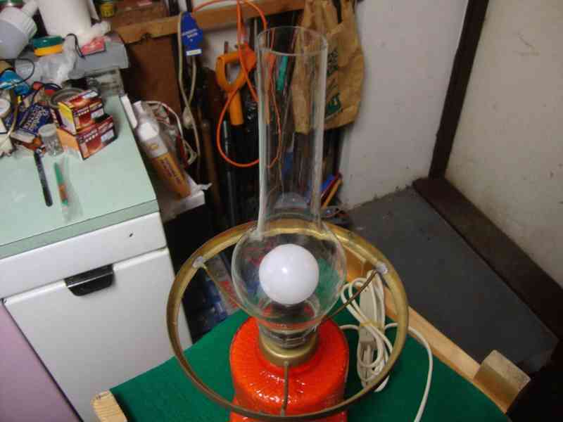 Retro lampa lampička Opálové sklo skleněná funkční top stav - foto 10