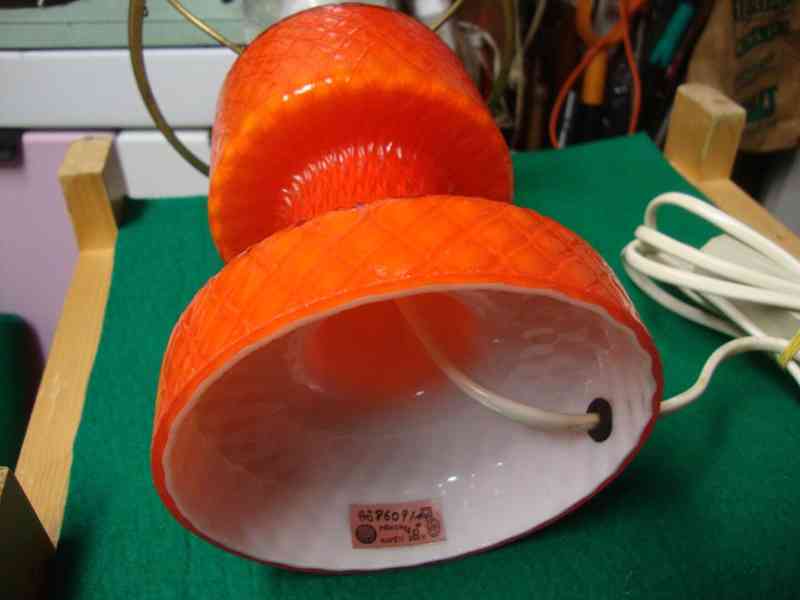 Retro lampa lampička Opálové sklo skleněná funkční top stav - foto 11