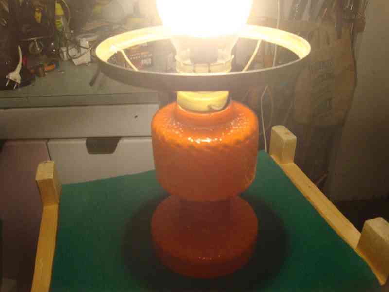 Retro lampa lampička Opálové sklo skleněná funkční top stav - foto 14