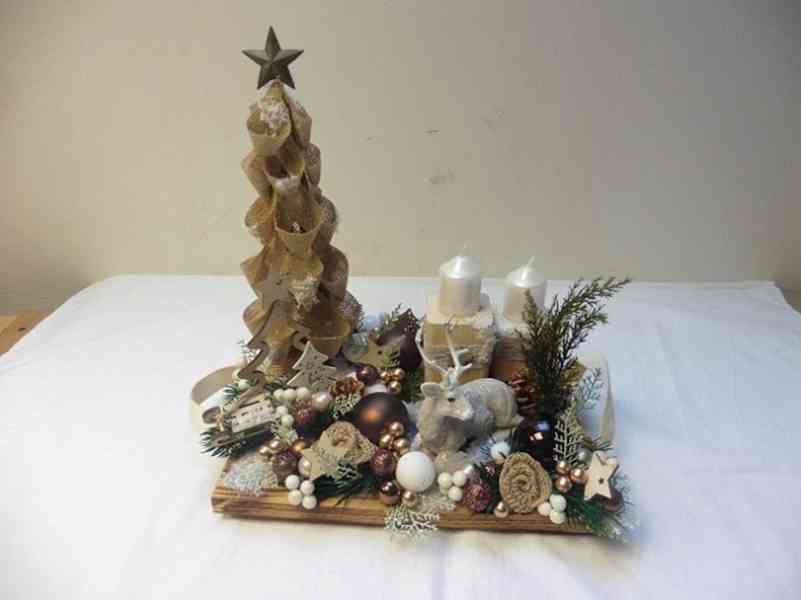 Vánoční přírodní tác se svíčkami - dekorace  - foto 1