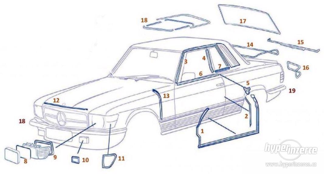 Pryžová těsnění pro Mercedes-Benz W107/R107 1972-89 - foto 1
