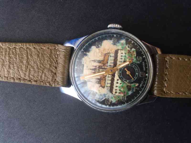 Staré malované hodinky Poběda - foto 2