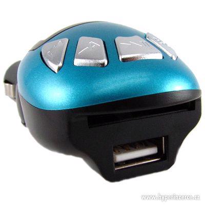 Modrý FM transmitter do každého auta pro pouštění MP3 - foto 3