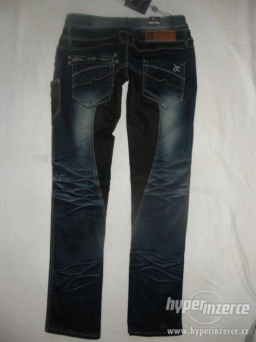 Luxusní prpracované modročerné jeansy - NOVÉ - 30 - foto 5
